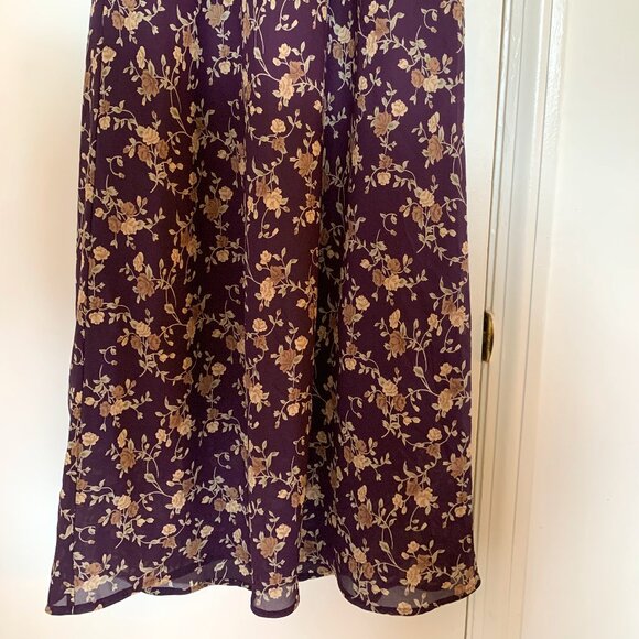 Purple Floral Midi Dress - Vintage Blue Berry - M - Picture 6 of 7